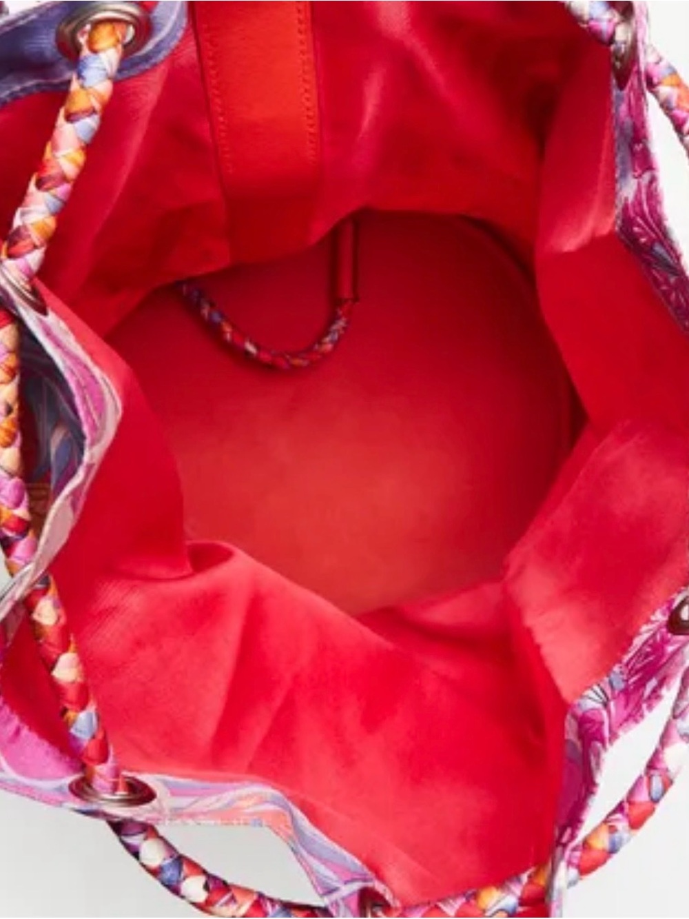 100% Authentic Hermes Pink Floral & Feather Drawstring Bucket Bag - Picture 7 of 8